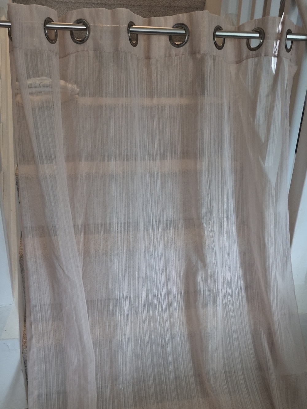 Sheer Light Tan Grommeted Curtain Panel 50x84